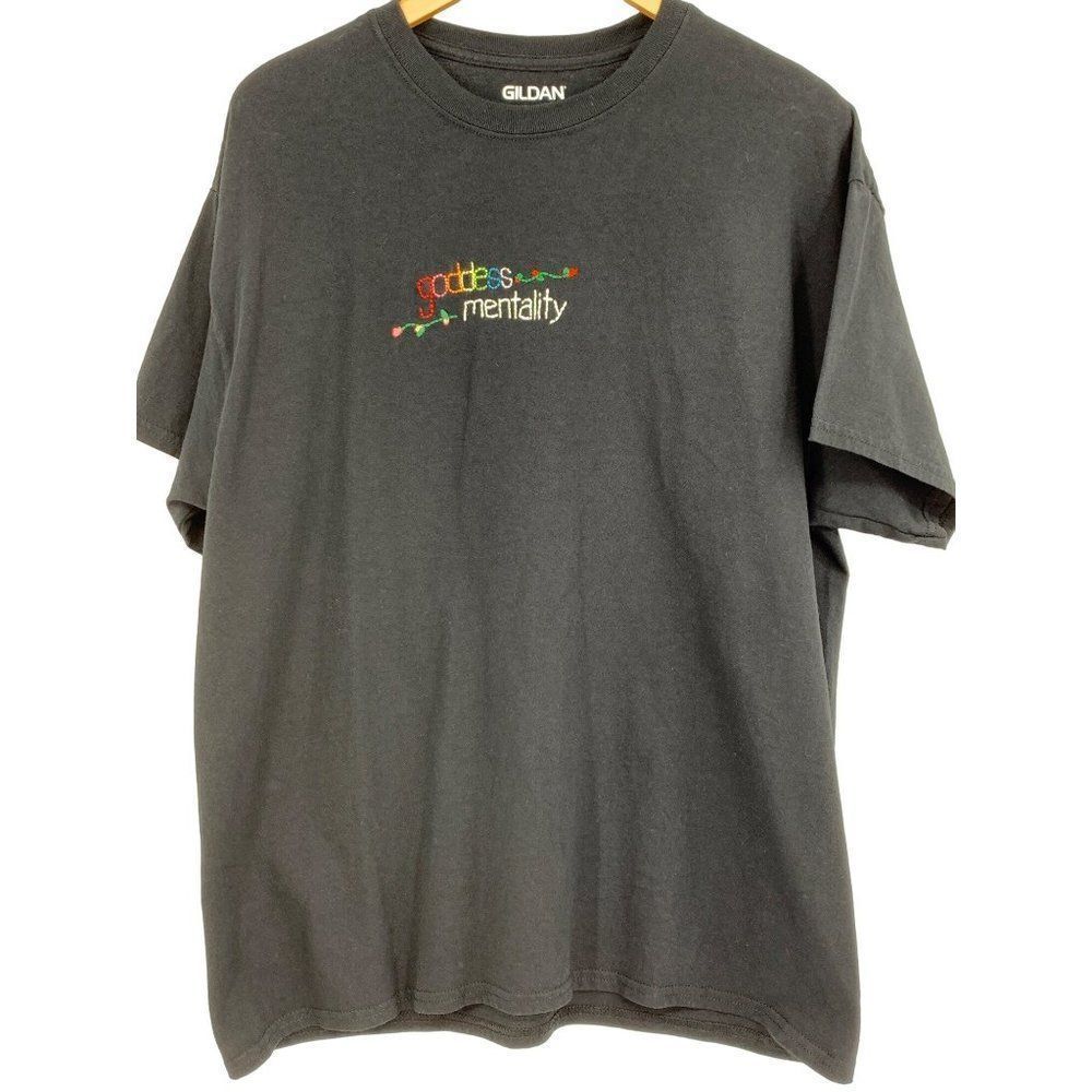 Gildon Embroider Stitch T-shirt Goddess Mentality Black XL Short Sleeve 2611